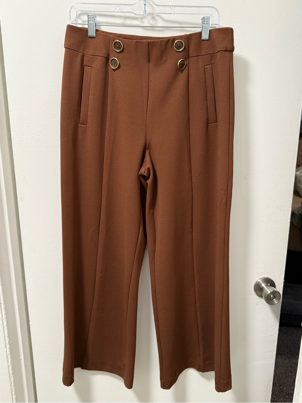Cato Women’s MP Brown Wide Leg Trouser Pants High Rise Button Detail